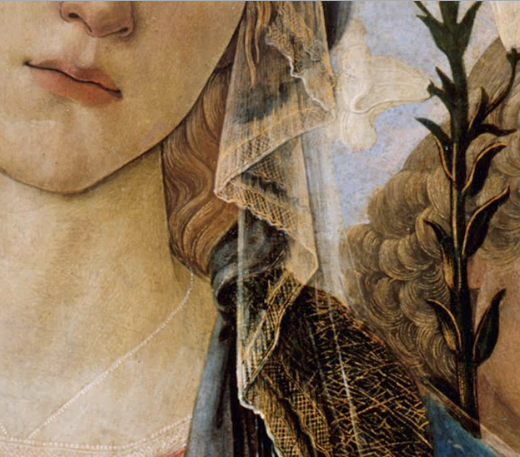 renaissance-art:  Botticelli c. 1477Mary with the Child and Singing Angels (detail)