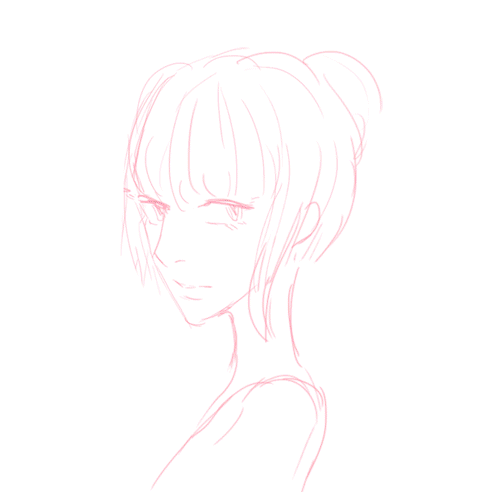 yoyonaki:  warm up before I draw Fate/Zero fanart TTT 7 TTT) Saber from FATE/EXTRA!!! I also made a step by step GIF….I do simple coloring on the skin and hair…and then I add shit tons of layers on top of lineart layers lol…..
