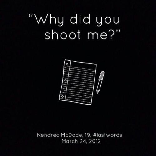 perks-of-being-chinese:  John Crawford was holding a toy gun as he stood in the toy section of a Walmart. Before the police shot him to death in that same aisle, John managed to say, “It’s not real.” But it was too late for John. Sean Bell was