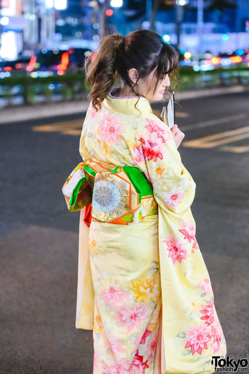 Maho and Tomomitsu - both traditional Japanese performance artists - on the street in Harajuku weari