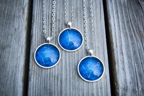 space-grunge:What’s your sign? Customize your own star sign necklace at Glow Worm Shop. Take 15% off