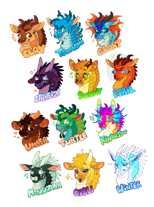 maxpawb: Wings Of Fire stickers for sale now  rb to help me out! patreon i love how sassy qibli is