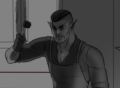 beastthemaestro:Orc Blacksmith Eddie - WIP (click for clarity)Yall im weak for orcs and Edboy, SO WH