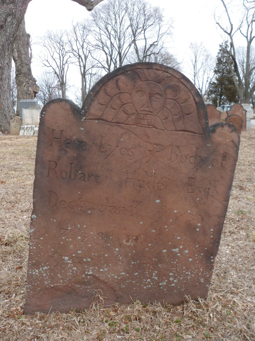 The graves of Esther Brown, Thomas Edgar, Robart Hude Esq, David Stewart, Mary Pierson, (illegible) 