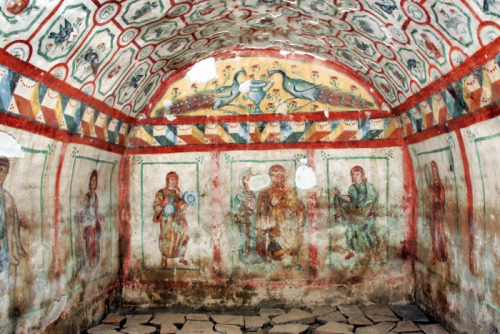 romegreeceart:Roman frescoes of a so-called Silistra tomb (Bulgaria)Durostorum, 4th century AD