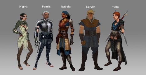 fuckyeahvideogamesartworks:DRAGON AGE 2 concept art by Matt Rhodes:Alternate versions of party membe