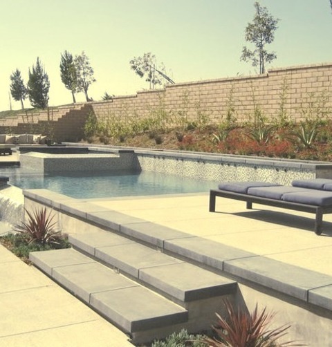 Hot Tub Pool Orange CountyMid-sized Asian Backyard Custom-shaped And Concrete Aboveground Hot Tub Photo