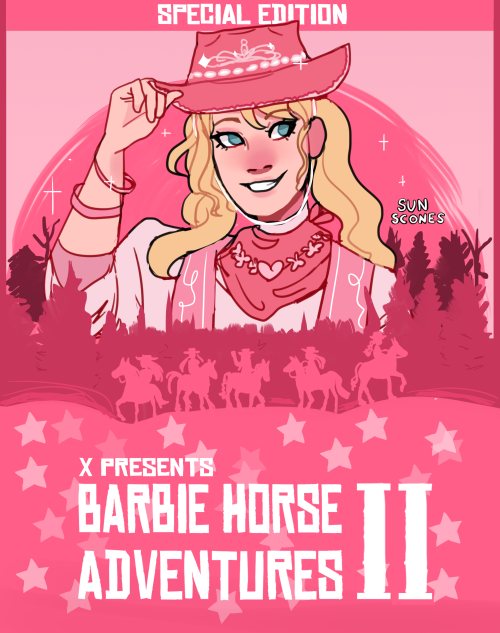 sunscones:red dead redemption but i make it a barbie poster as the prophecy foretold.. graphic desig