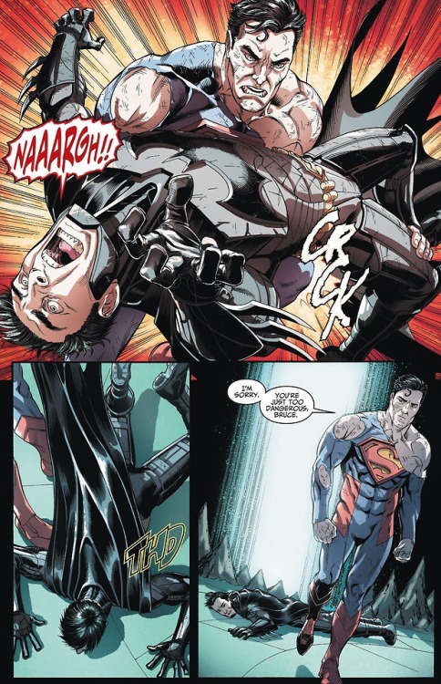 Batman vs. Superman.[from Injustice (2013) #12]