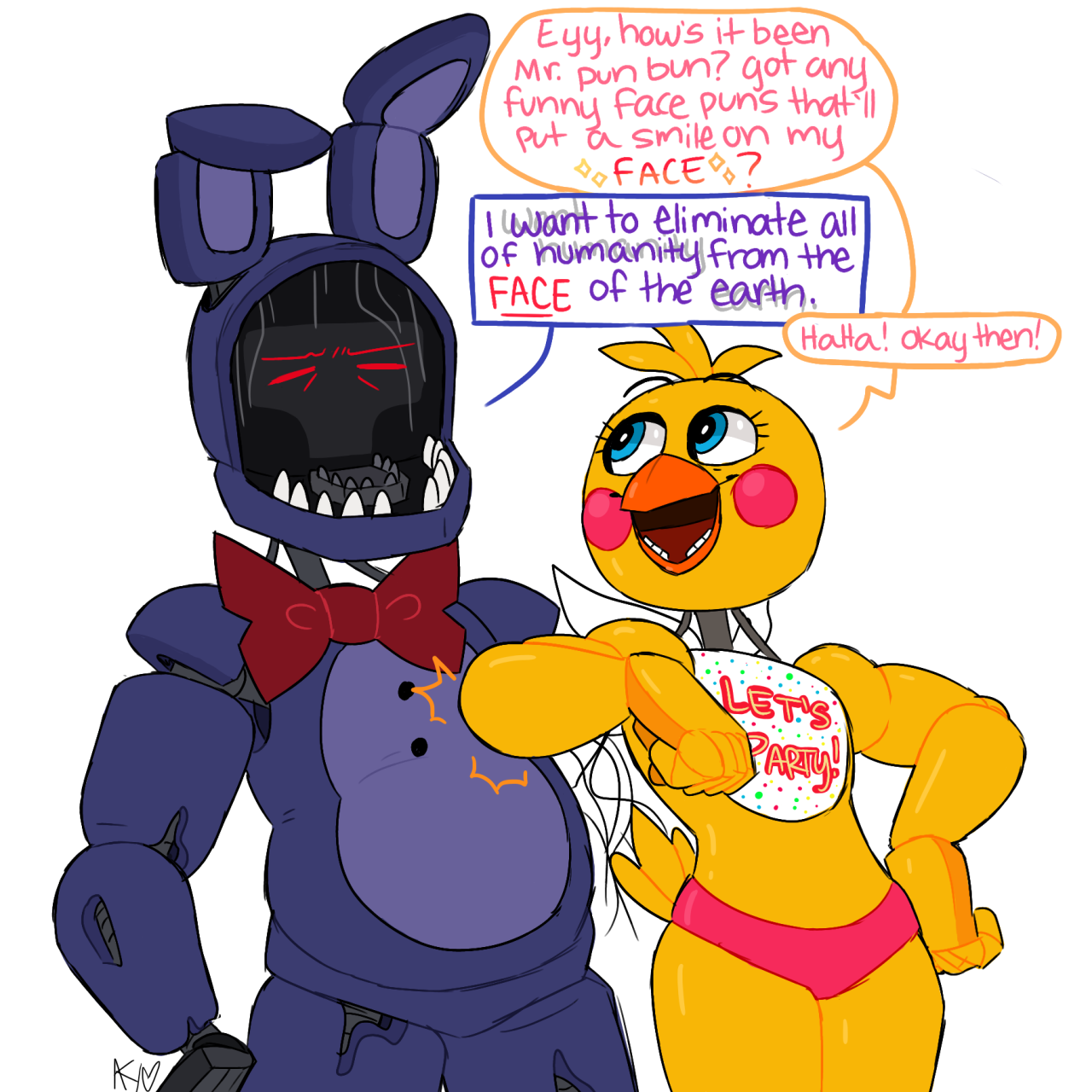 Toy Chica and Withered Bonnie, Fnaf 2.