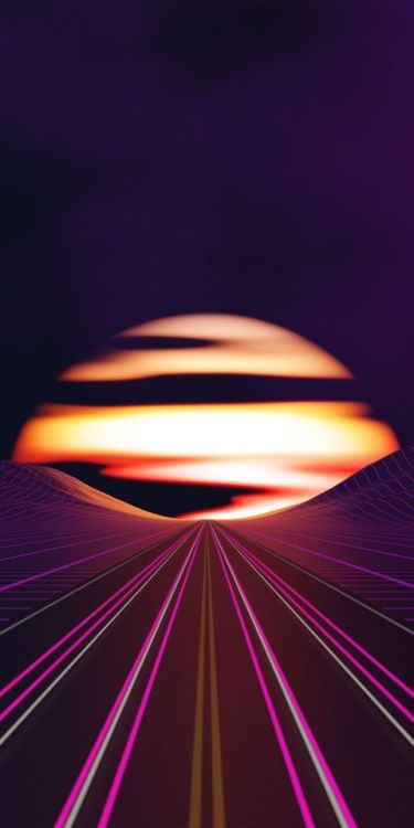 Sun, landscape, road to the sun, retrowave, 1080x2160 wallpaper @wallpapersmug : ift.tt/2FI4