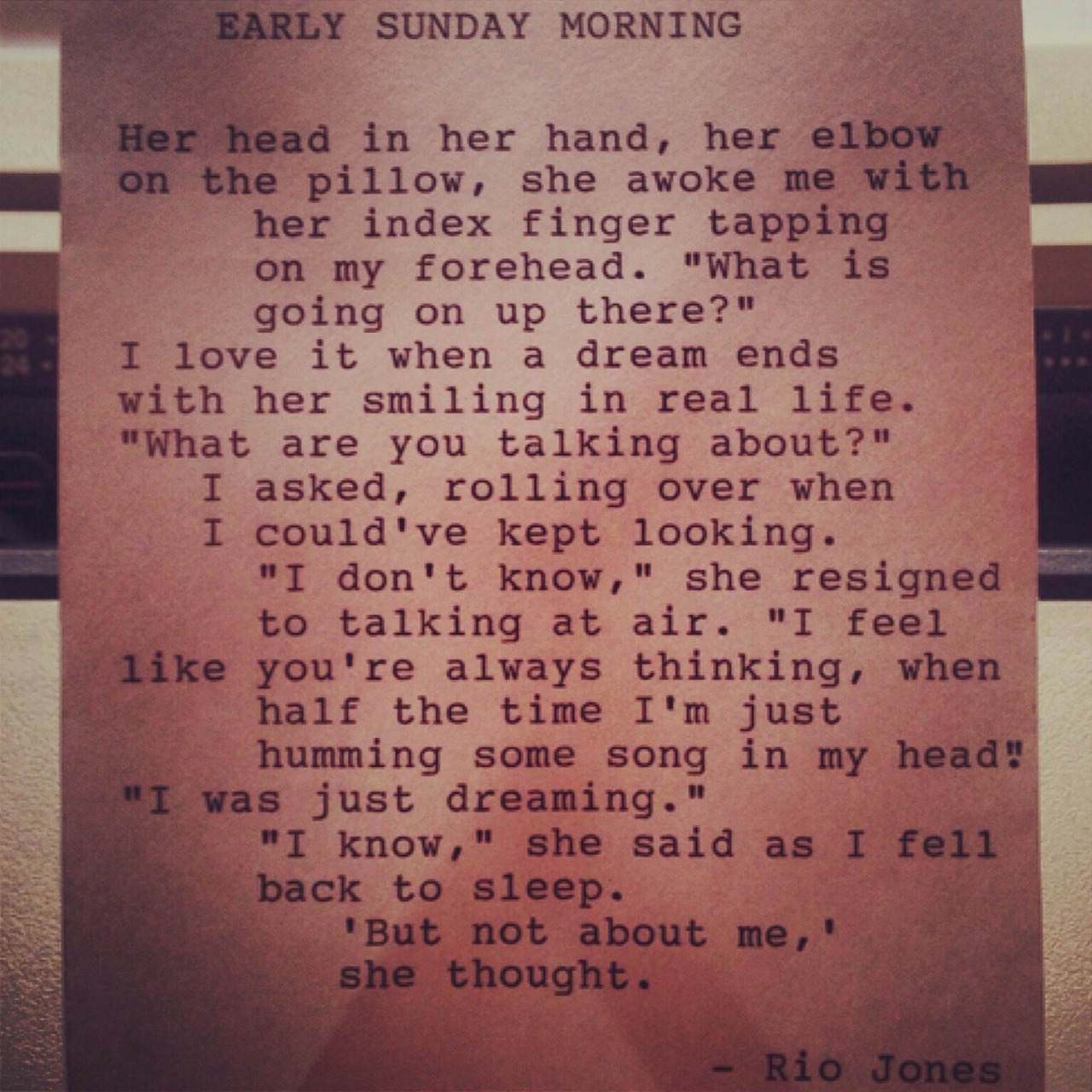 Rio Jones Poetry Sunday Morning Poem