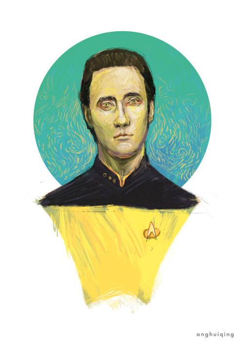 chickensaredoodling:The whole set compiled in one post. TNG characters in portrait styles inspired b
