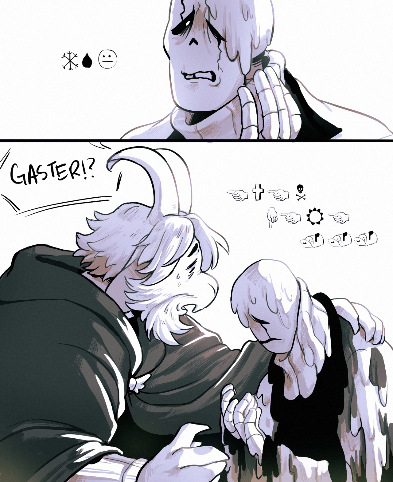nostalgia-phantom:  moofrog:I had the idea that Gaster can try to communicate through
