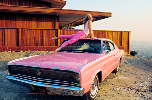 vintagegal:  Every year since 1964 Playboy has given a car (or another form of transport) to its Playmate of the Year.  For a little over a decade the cars were always pink. Donna Michelle in 1964: Ford MustangJo Collins in 1965: Sunbeam TigerAllison