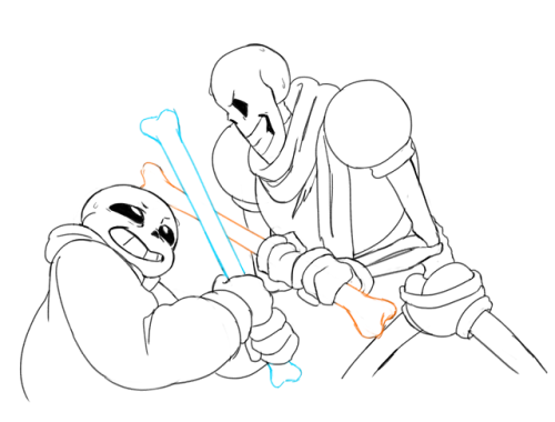 isataleparty:  “PICK UP THE SOCK SANS”“you’ll have to defeat me first, bro!”Some action pose training with my favorite boys.