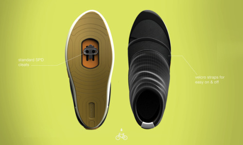 robinamer: baked-design: Urbanized Chic Cycling Shoe Price: NA A waterproof cycling shoe with buil