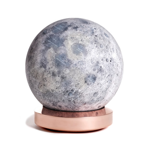 The Moon Globe22cm or 36cm diameterShown on a solid handcrafted polished Copper base. Options in Alu