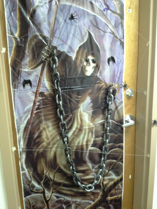 theabbatar:  so my apartment building is having a contest to see who can have the best door decorations for halloween and here’s our competition:      here’s me and my roommate’s door  we gon win 