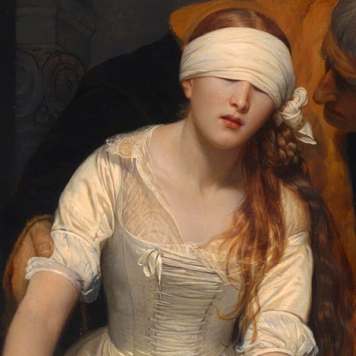 artfoli:Details of The Execution of Lady Jane Grey, 1833, by Paul Delaroche (1797-1856)