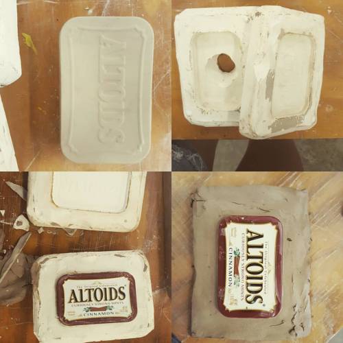 Ceramic altoid boxes in progress. #wip #ceramic #slipcast #altoids #cinnamon (at Visual Arts Buildin