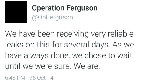land-of-propaganda:#Ferguson #MikeBrown — BREAKINGOpFerguson has confirmed a no indictment of Darren