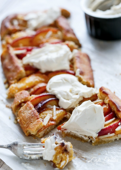 Fullcravings:  Almond Peach Pie Galette With Vanilla Bean Mascarpone Cream   Like