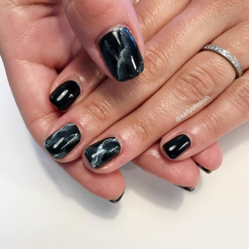 Black marble . . . . . . . . . #nailart #marble #marblenails #seattlesalon #juniperkelly #marblenail