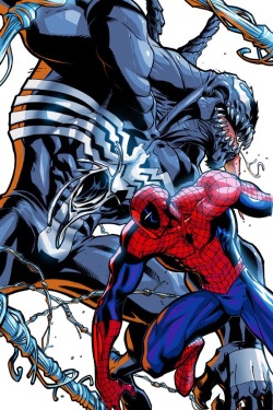 comicbookartwork:  Spider-Man battles Venom