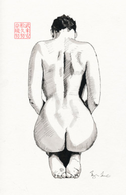 bryanjamesart:  Shadows #8: From a series of studies of light and shadows on the female form in ink.  