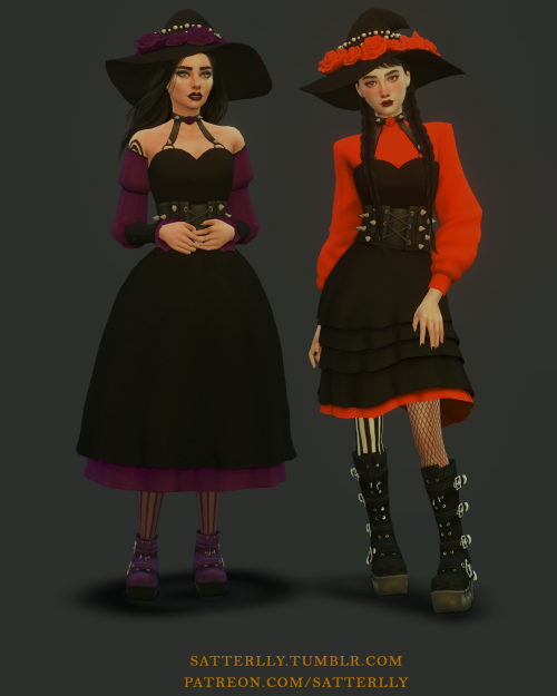 Set - The Witching Hour (part 2)New mesh (EA-mesh edit)4 Dresses + Hat with Roses15 swatchesFemale o