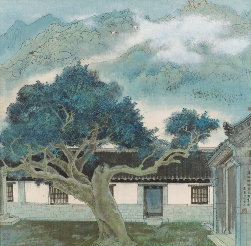 thunderstruck9:Yuan Yunfu (Chinese, b. 1933), Pu Songling’s Studio, 1978. Ink and colour on pa