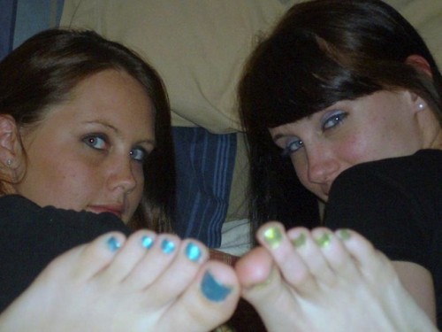 jennsummers50: Long-time model Megan (blue nails) and her real-life sister, Melanie :) via - bfcg