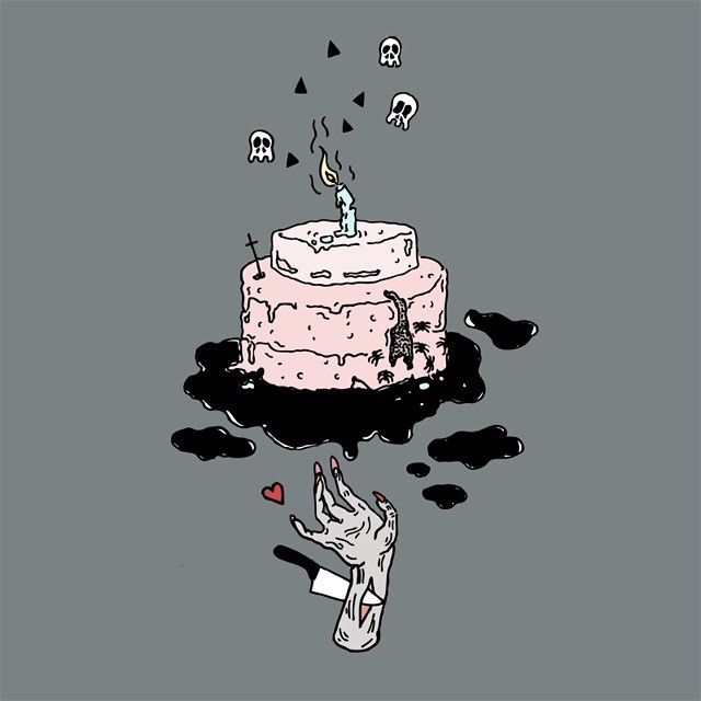 Marta Morawska on Tumblr: This is my annual Birthday Cake. Enjoy! It's  delicious I swear haha #drawing #art #graphic #illustration #skull #cake  #hb...