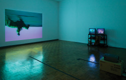 spacegrrrrl: Bruce Nauman, Green Horses, 1988 (installation view). Two color video monitors, two DVD players, one video projector, two DVDs and one chair, sound; 59:40 minutes. Whitney Museum of American Art, New York; purchased jointly by the Whitney