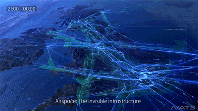 a380flightdeck:A beautiful visualization of the airspace over the UK.