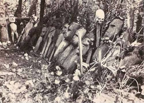 Easter Island Moai Statue Carvings, And Ancient Statue Carvings From Vancouver Island, Canada.