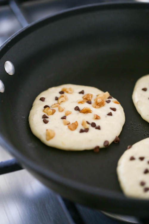 foodffs:  BANANA CHOCOLATE CHIP WALNUT PANCAKESFollow for recipesGet your FoodFfs stuff here