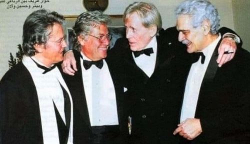 Omar Sharif, Peter O'Toole, Alain Delon and Hussein Fahmy, then president of the Cairo Film Festival