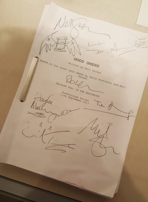 fuckyeahgoodomens:The readthrough script from of episode one from 11th September 2017 - notice how D