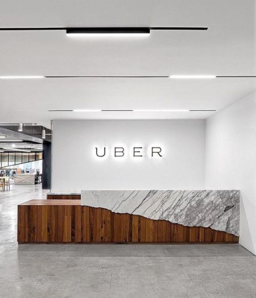 thedesignwalker: What do you think about this workplace? Love it or hate it? #reception #uber #marbl