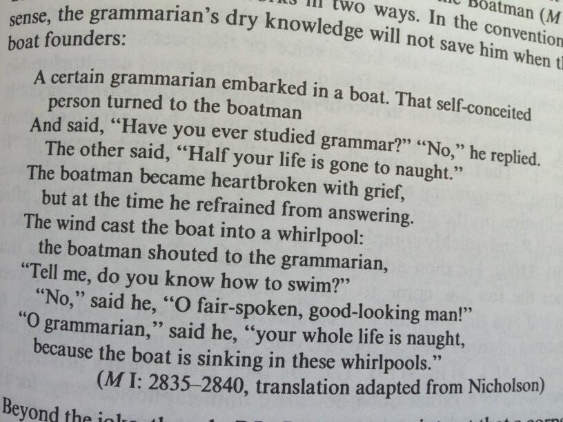 Rumi, “The Grammarian and the Boatman,” from Masnavi