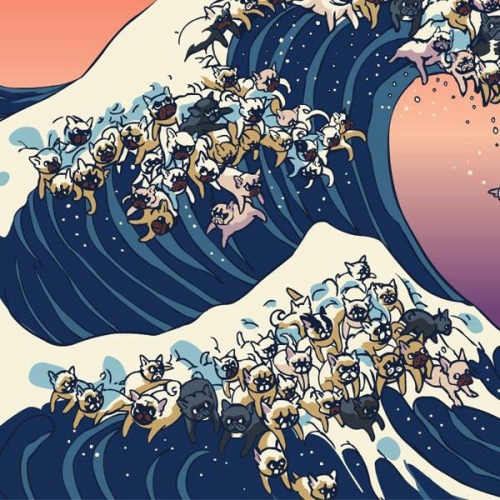 huebucket: The great wave of frenchie by @huebucket #huebucket #frenchbulldog #frenchie