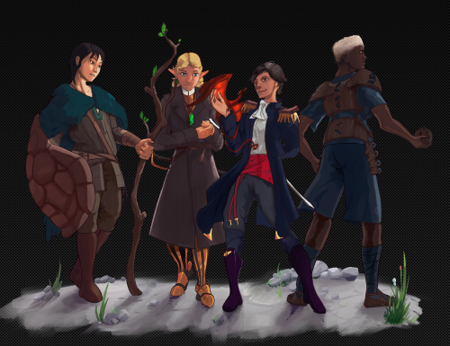 canmom: canmom-art:My present D&D party! Left to right…Petra, amnesiac druid from a forgotten ti