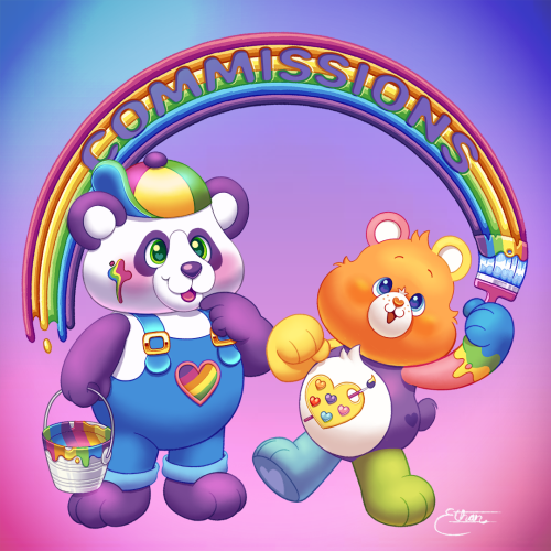 I am currently taking Care Bear-themed commissions! I can also do Popples, Animal Crossing villagers