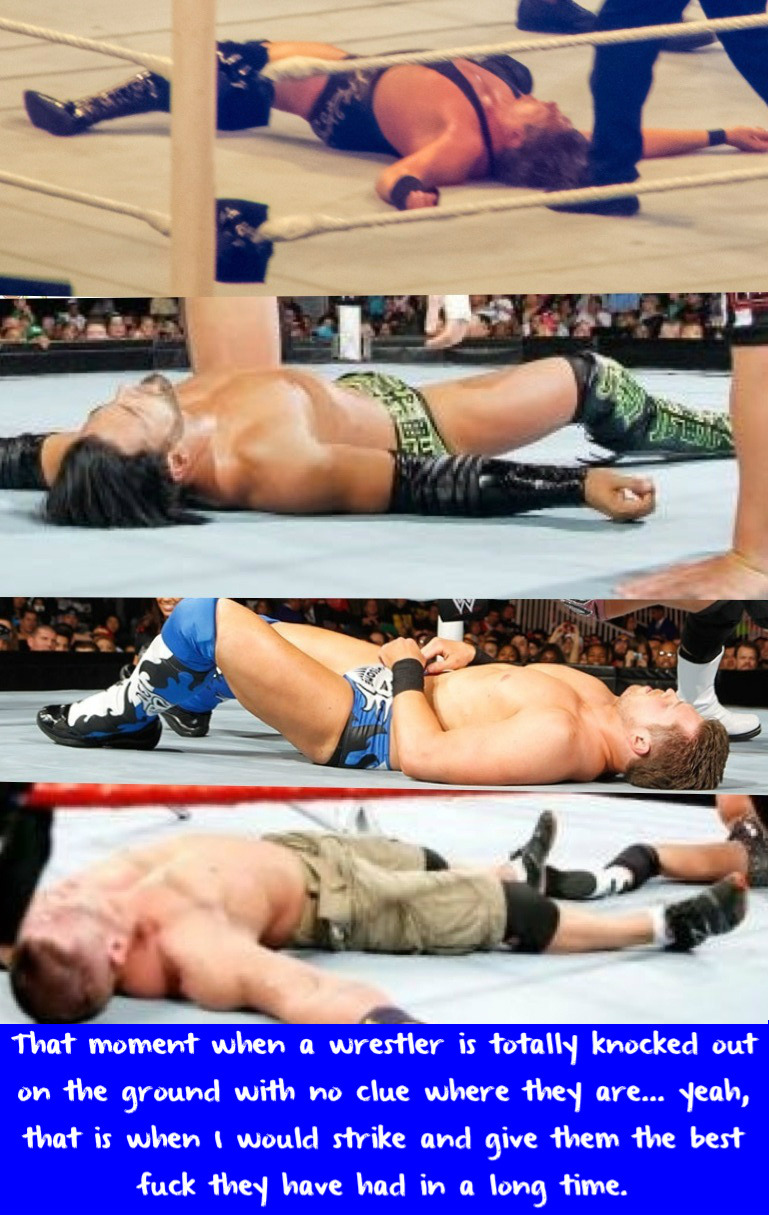wwewrestlingsexconfessions:  That moment when a wrestler is totally knocked out on