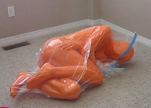 emobdsmbc:  It must be horny and very intense to be packaged in such a way like that. No air -> You struggle for air ->  But there is no air in the bag, you can’t breath until your Master opens the bag.  NICE Source: Teesskin 