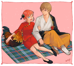 umbrellaguns: Another year celebrating my favorite pair. I liked Okita’s outfit from one of the matsuri type color pics, so hey.I can’t believe the next season is this weekend, I’m–