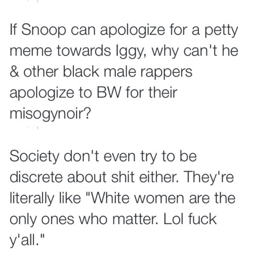 underwritteninfluence:  dertyhippie:  asvpfentz:   welp!   She said it all…  Snoop shouldn’t have apologized. She wanna be a rapper, she better handle all the shit that comes with being a rapper. Otherwise, stage exit to the left.