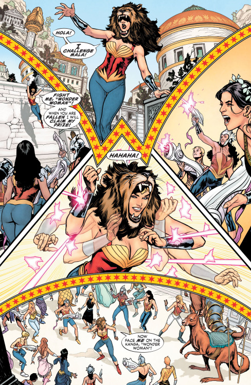 Diana trolls her fellow Amazons as Hercules in Grant Morrison’s Wonder Woman: Earth One!It’s pretty much one of the best Wonder Woman stories ever. So maybe you guys should go out and buy a copy.Unless you have something against Kangaroo Jousting.